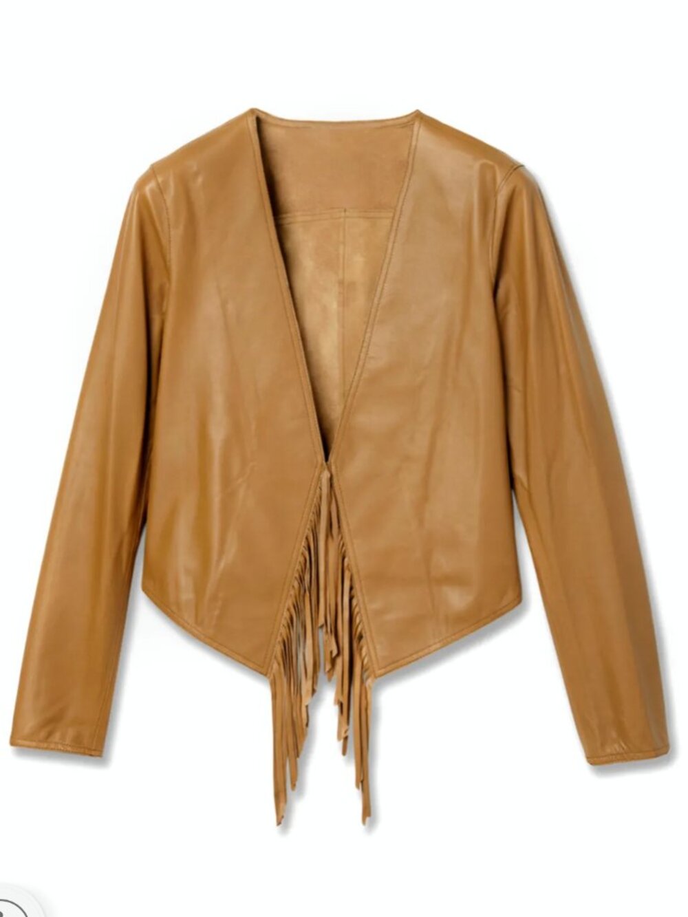 Derek Lam 10 Crosby Lamb Leather Fringe Jacket in Toffee Size 8